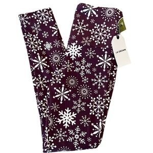 LA Grown Leggings Snowflake Print Purple Size Small NEW